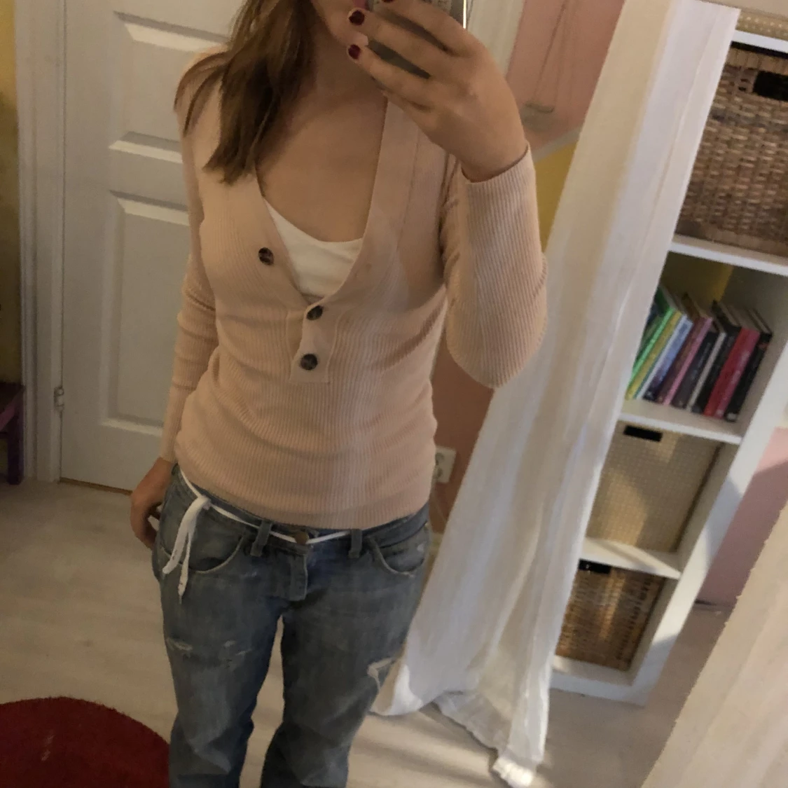 Tajt långärmad tröjamed knappar - 90