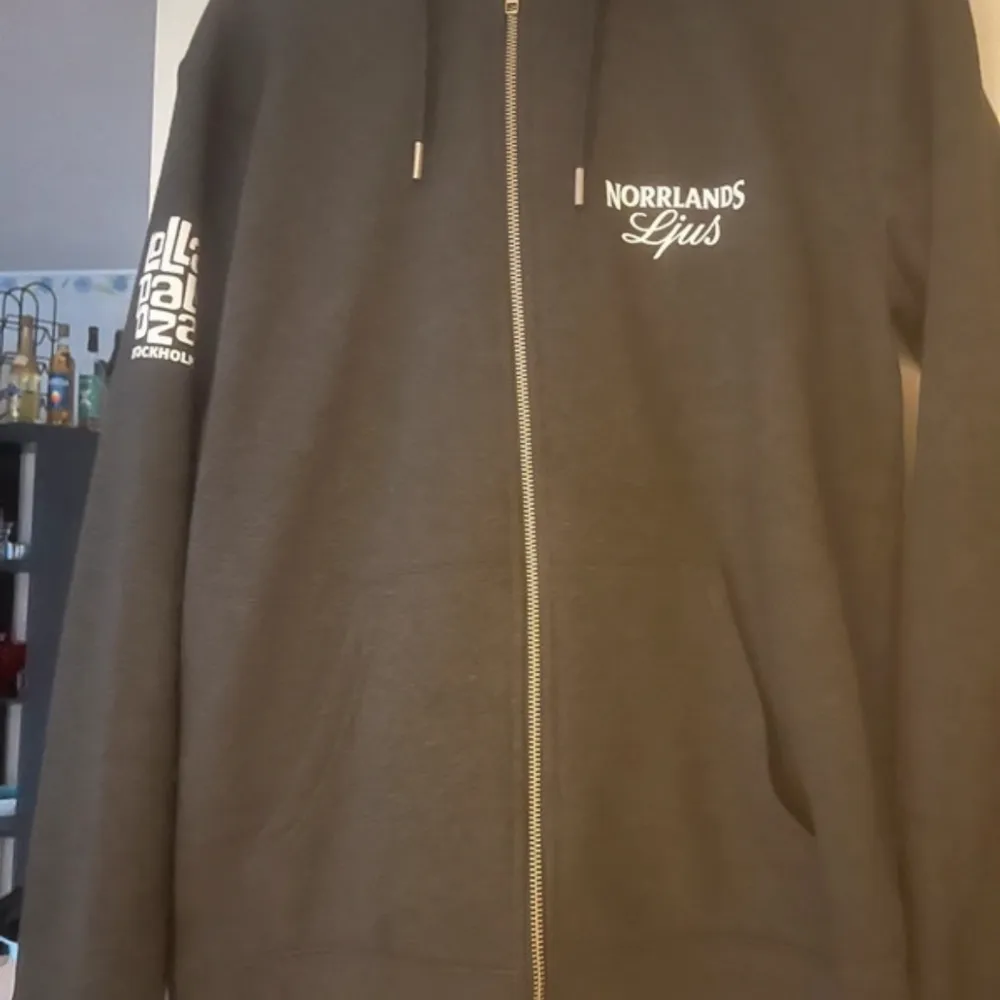 Väldigt mysig tjocktröja med tryck ifrån Lollapalooza! Trasig kamera, färgen är en aning mörkare irl (bild3) . Hoodies.