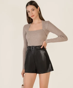 Anand Knit Top - Taupe  - Square neckline, Ribbed knit material Cut in back detail. Size is M - see more size  details on the image . Never wear it as it is too small for me, stretchable.  https://www.hervelvetvase.com/product/anand-knit-top-taupe-restock