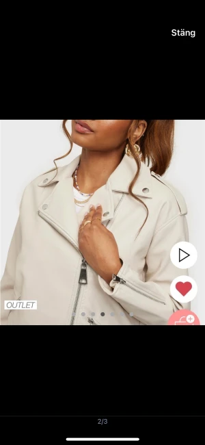 Skinnjacka cream - Boyfriend Bike Jacket  Storlek 40  Använt enstaka gånger. Köpte för 499kr säljer för 100kr