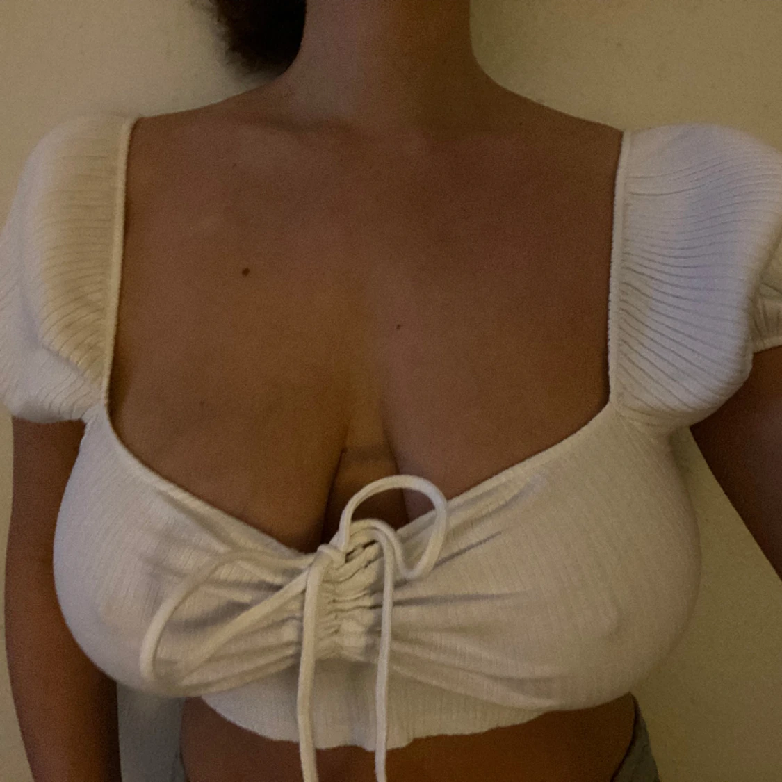 Vit ribbad topp - 90