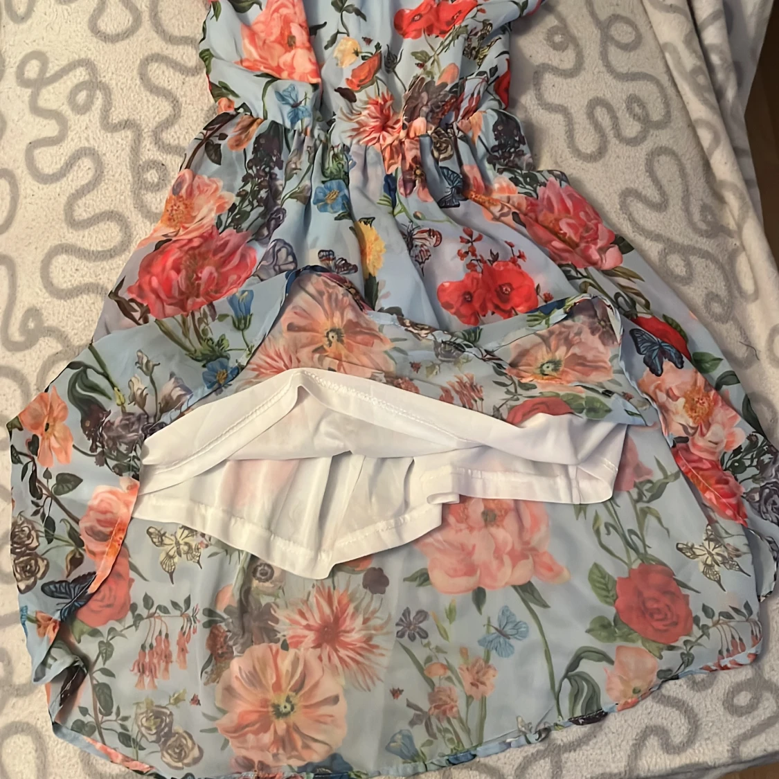 Blå Blom klänning  - 90