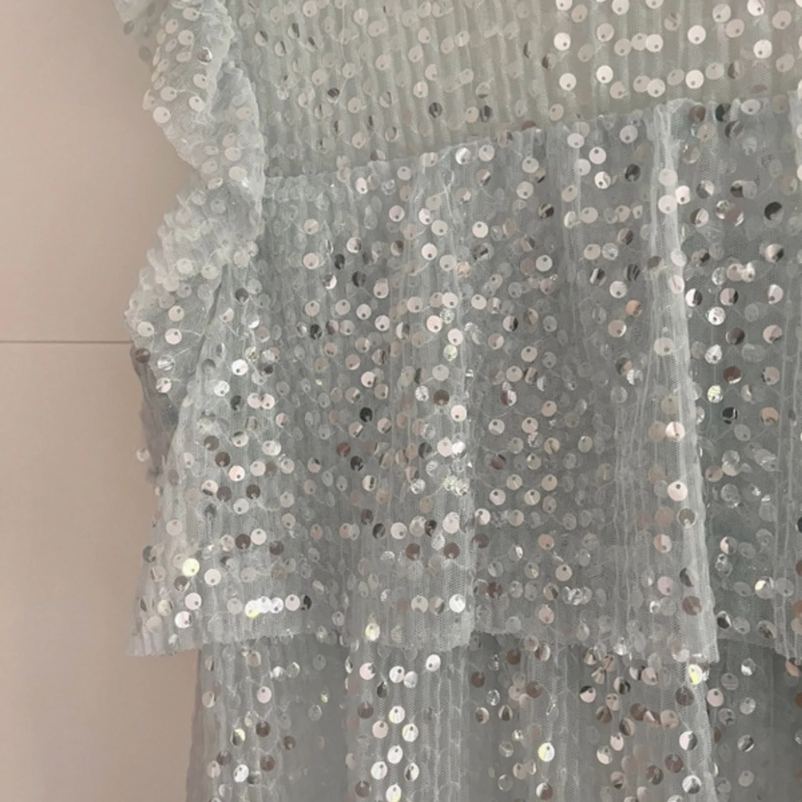 Zara topp glitter blus paljetter blå - 90