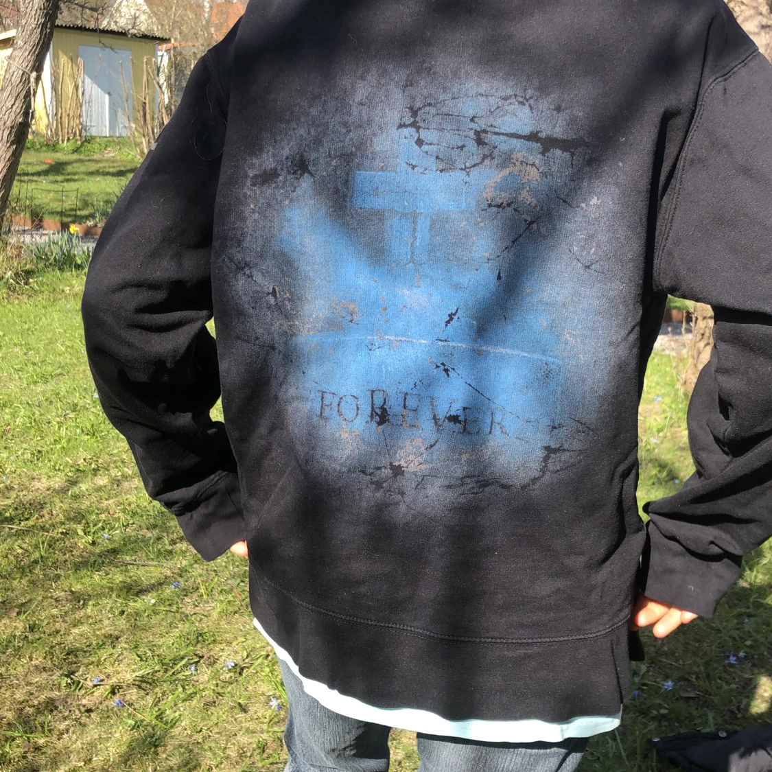 Vintage zipup hoodie med print