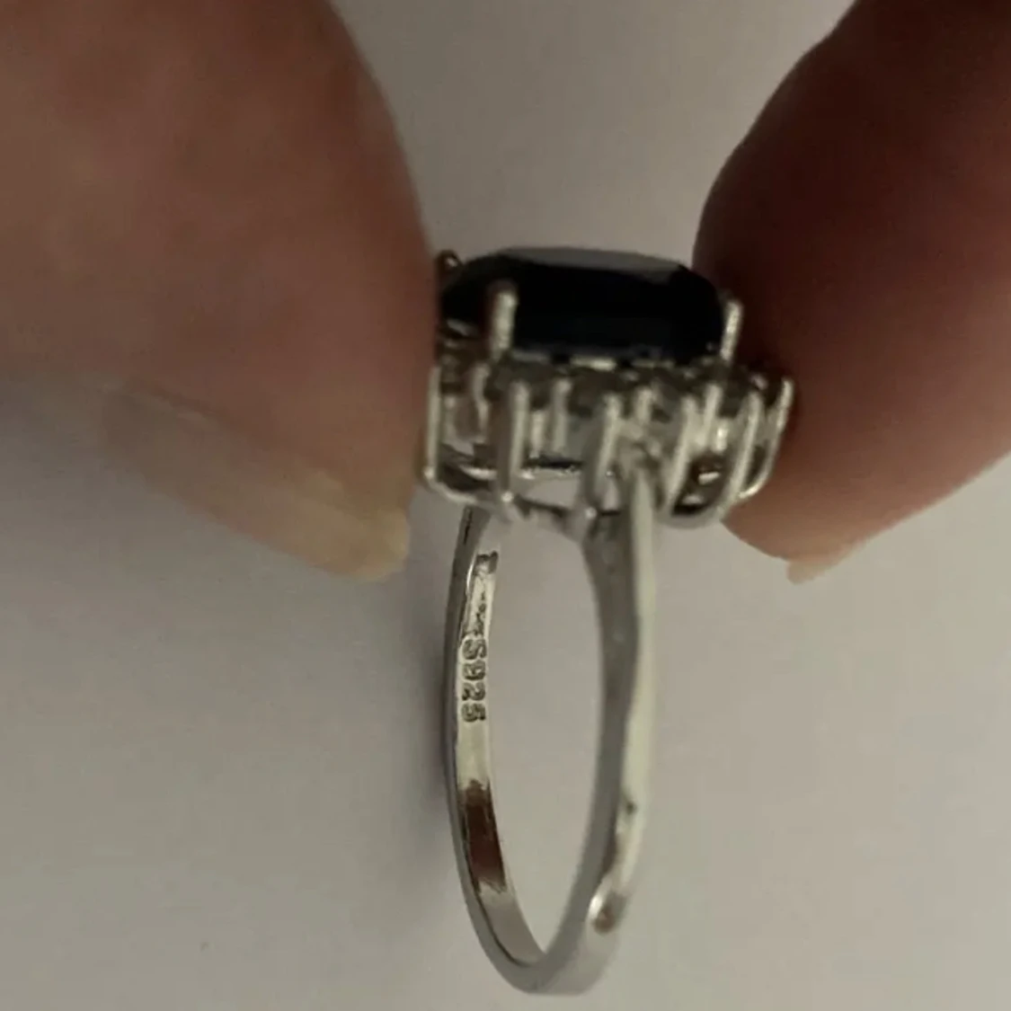 Blue sapphire silver ring - 90