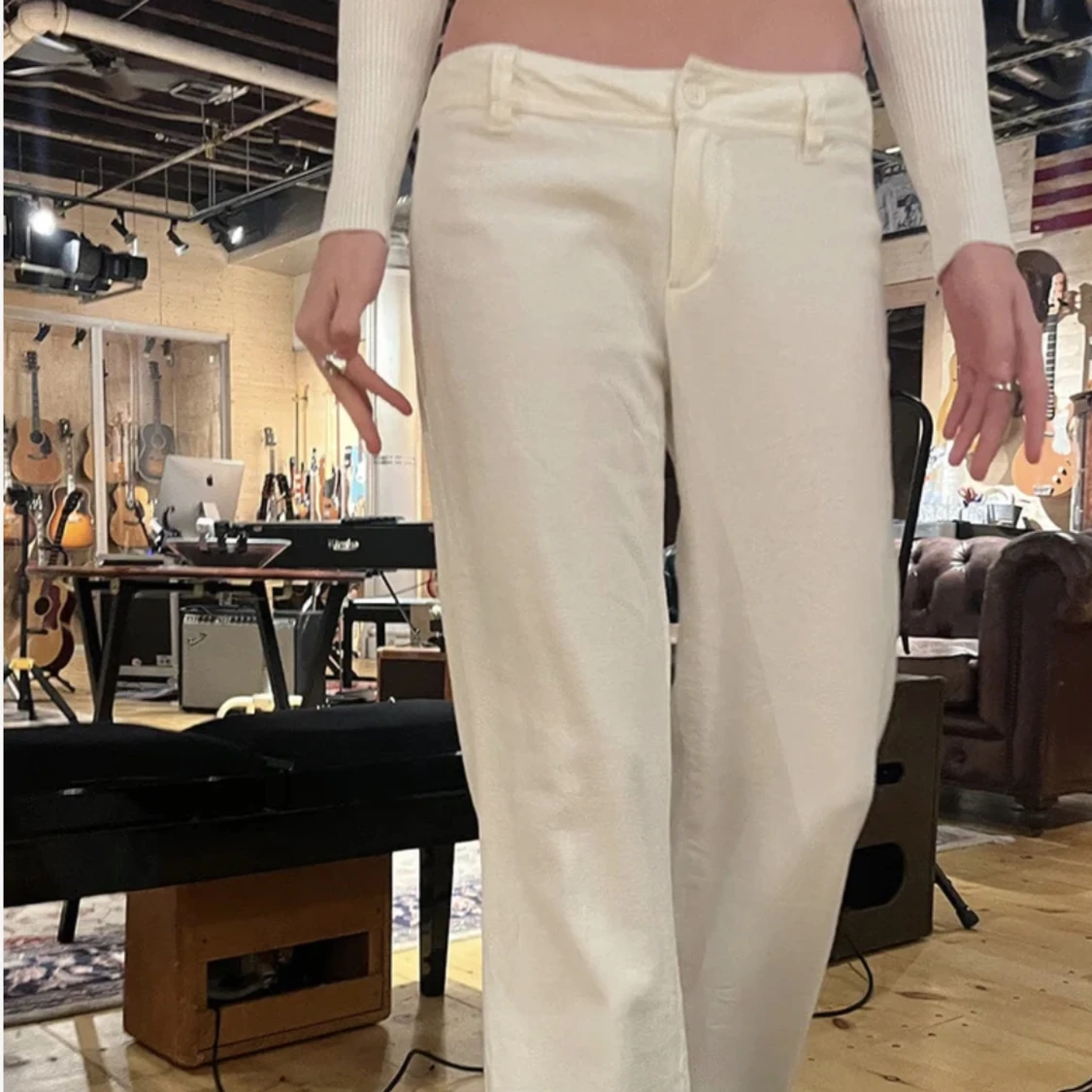 lågmidjade linnebyxor