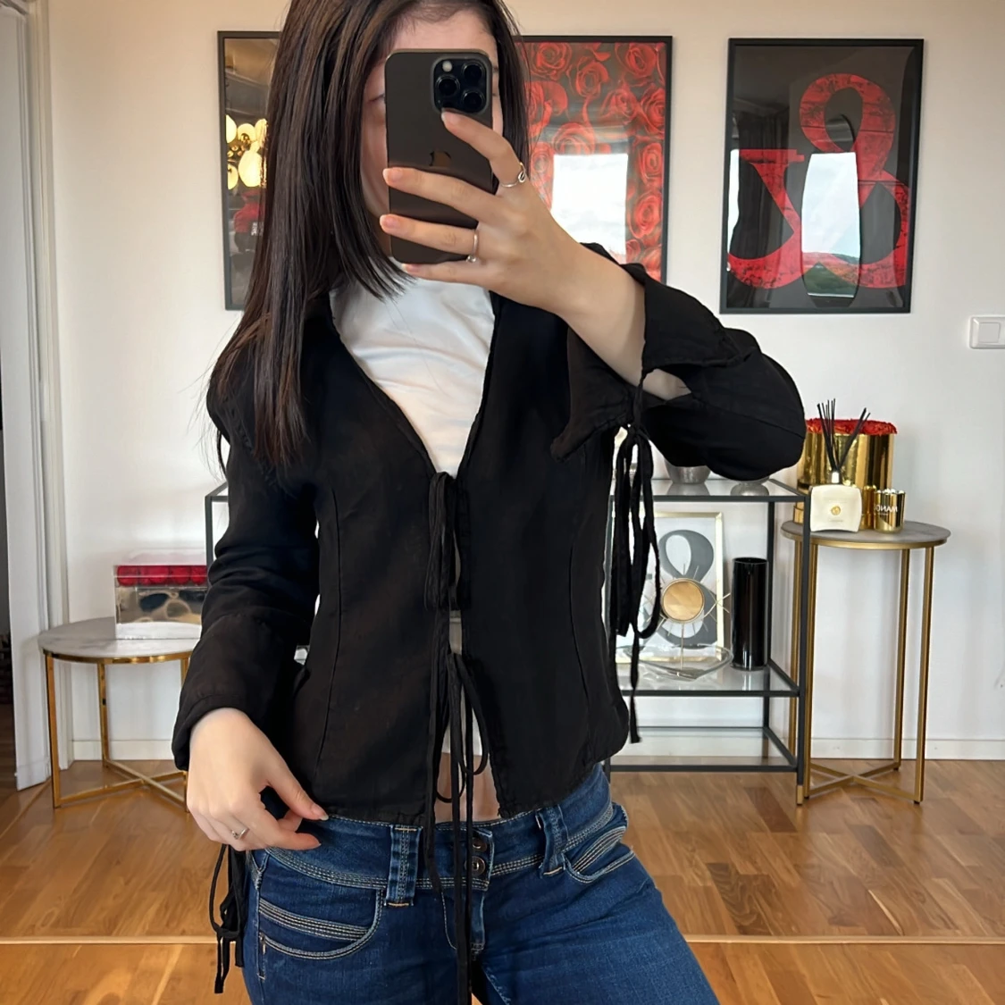 Svart topp med knytning  snörning Zara  💓 - 93