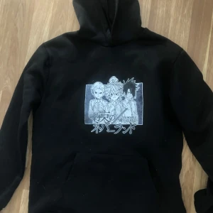  the promised neverland hoodie 💗 - Svart hoodie, me anime tryck🫶 Den är ganska liten för en M, och trycket är lite urtvättat. 