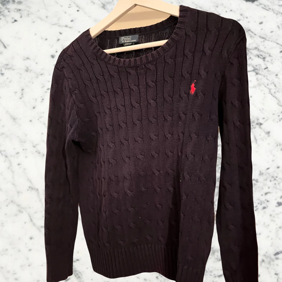 Marinblå kabel stickad tröja från Ralph lauren