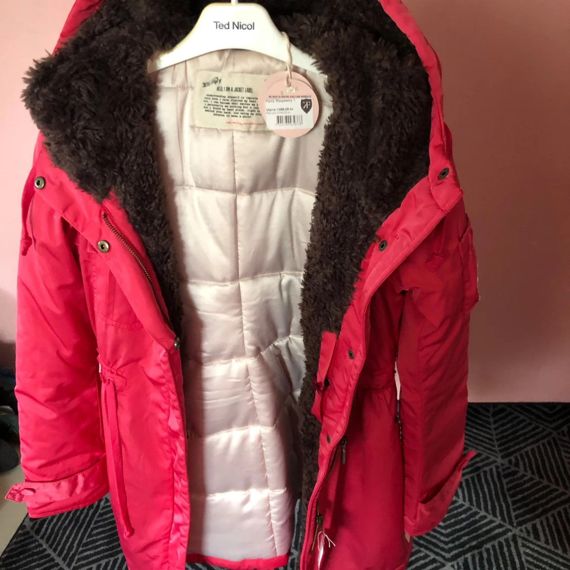 Röd parkajacka med foder - 90