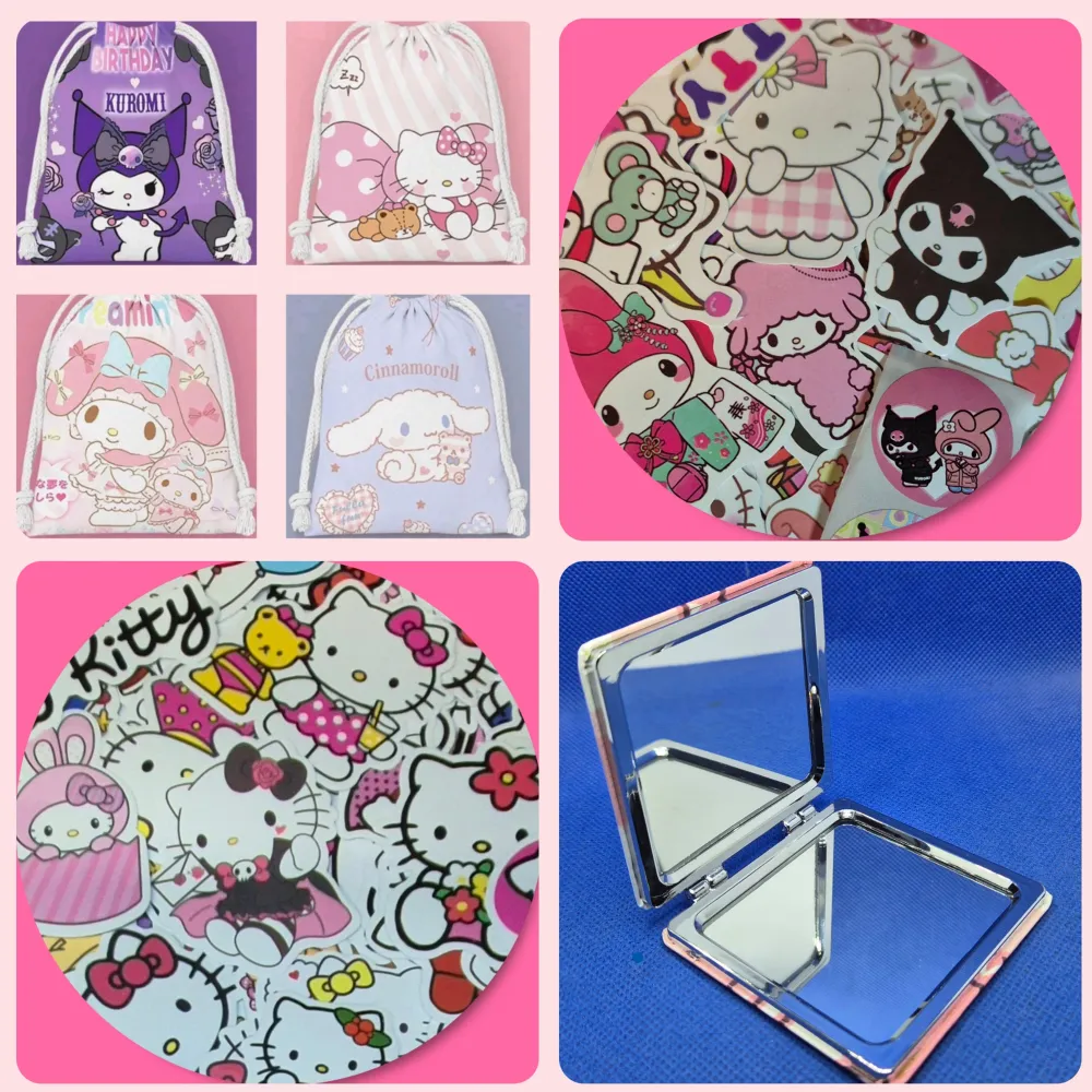 Välj 1 påse så fyller jag den  med 30 Stickers & 1 Söt spegel 1 Supersöt mjuk påse 16×14cm 1 Fickspegel HelloKitty 7×7cm 20 små Stickers 2.5-5cm 10 stora Stickers 5.5-7.5cm  Titta igenom alla mina upplagda & köp fler saker i Bundle för att spara på frakten & få allt du köpt i ett & samma paket. För att köpa med Bundle så får du först trycka i 