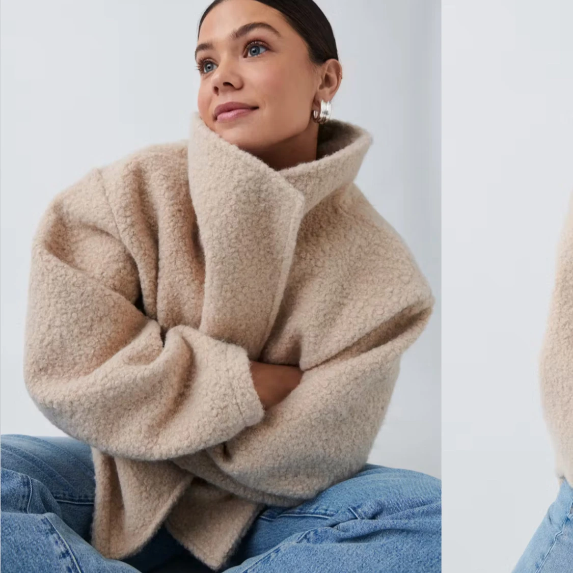 Beige teddyjacka - 90