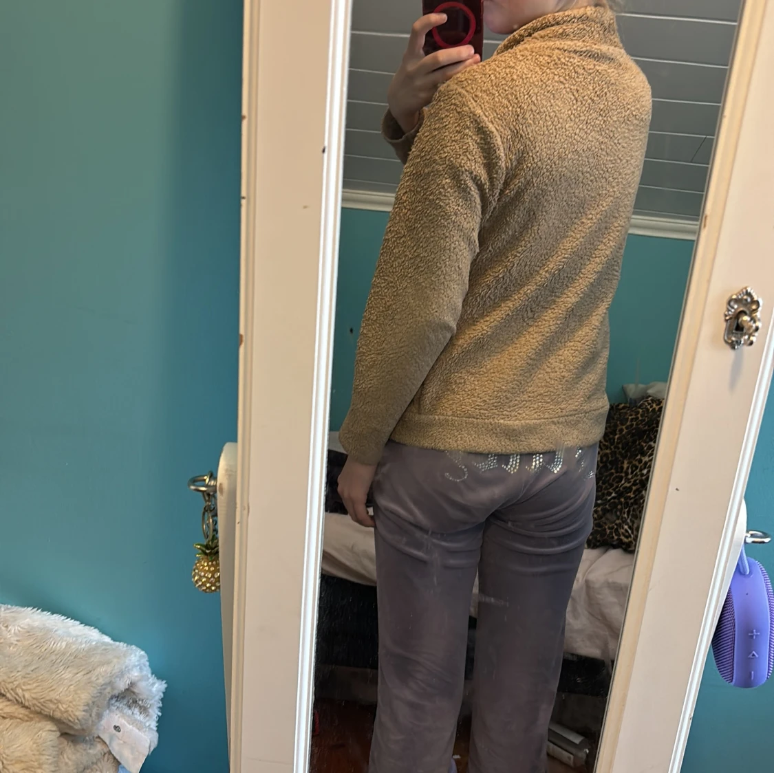 Beige fleecejacka med dragkedja - 3