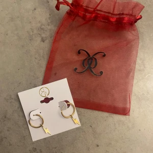 Guldörhängen med blixtmotiv från BOW19 - Snygga guldörhängen med blixtmotiv. Kommer i en elegant röd organzapåse. Helt oanvända