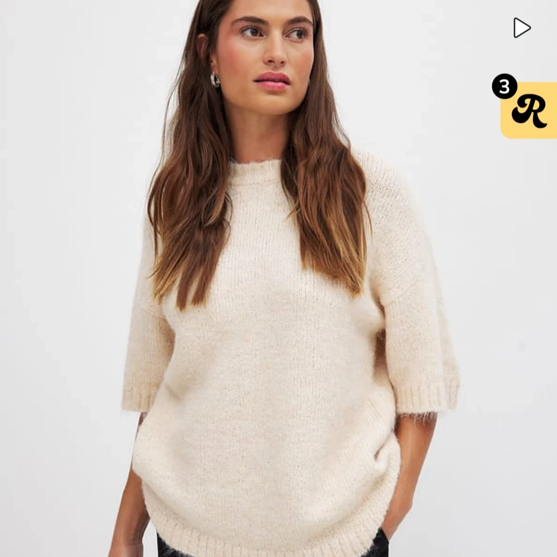 Beige stickad tröja - 90