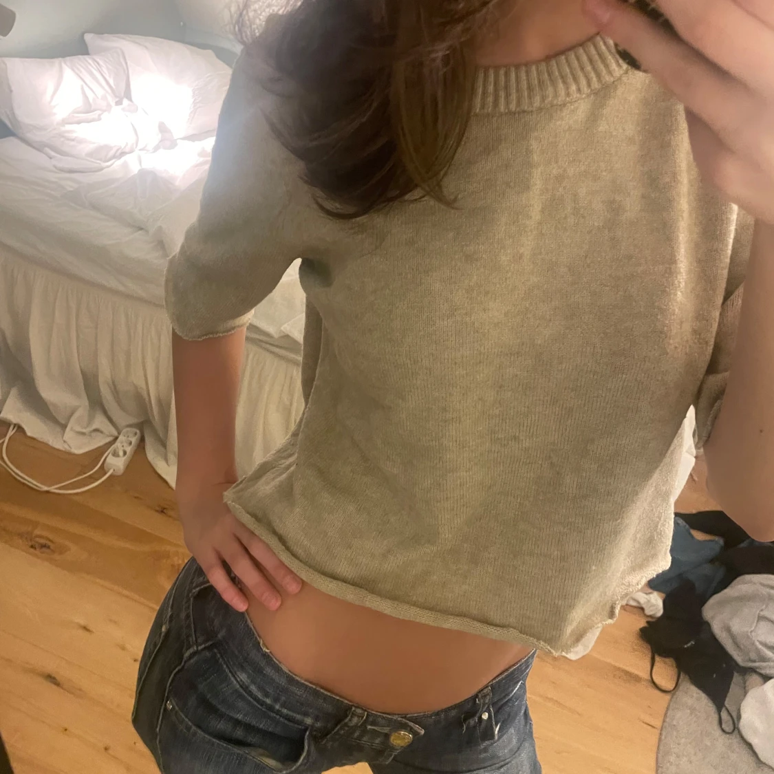 Beige croppad tröja från vila