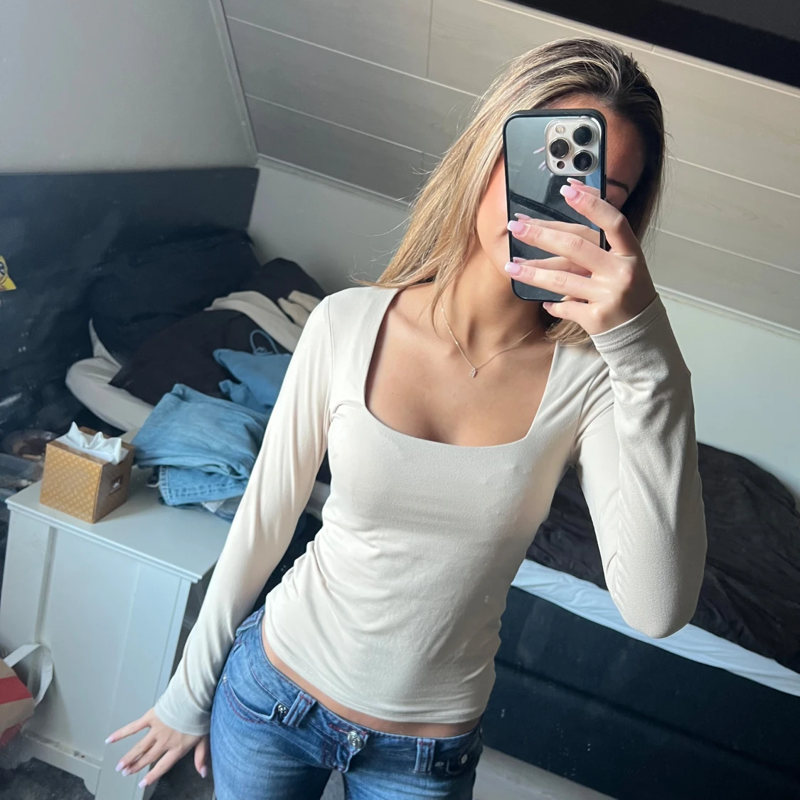 Beige långärmad topp från H&M