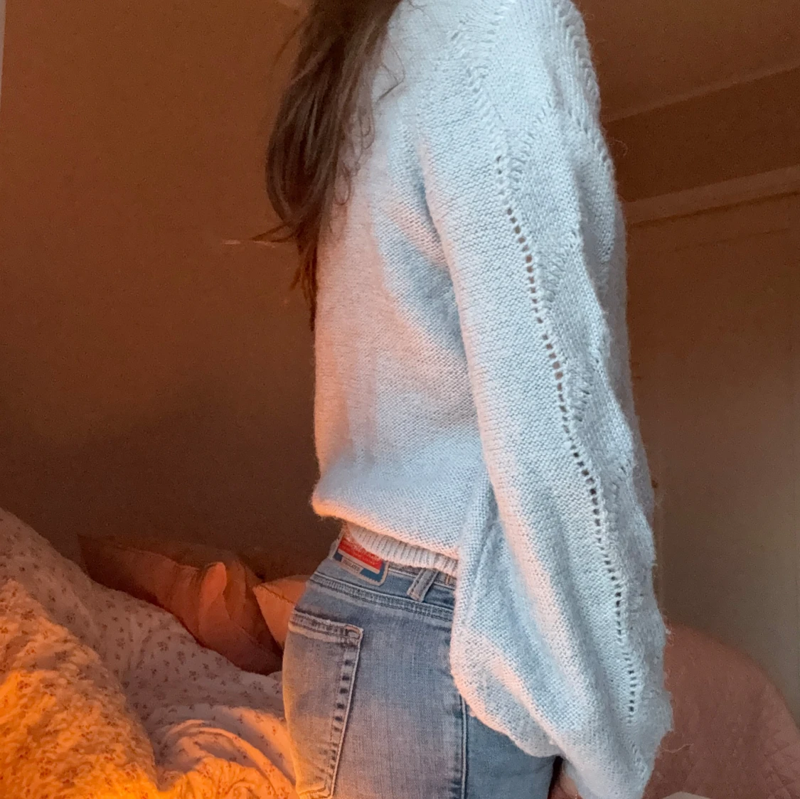 Ljusblå stickad tröja - 1