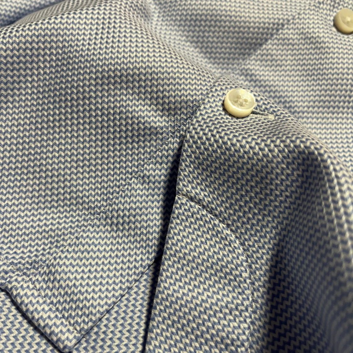 Blå mönstrad skjorta från Stenströms - dubbelmanschett  - 92