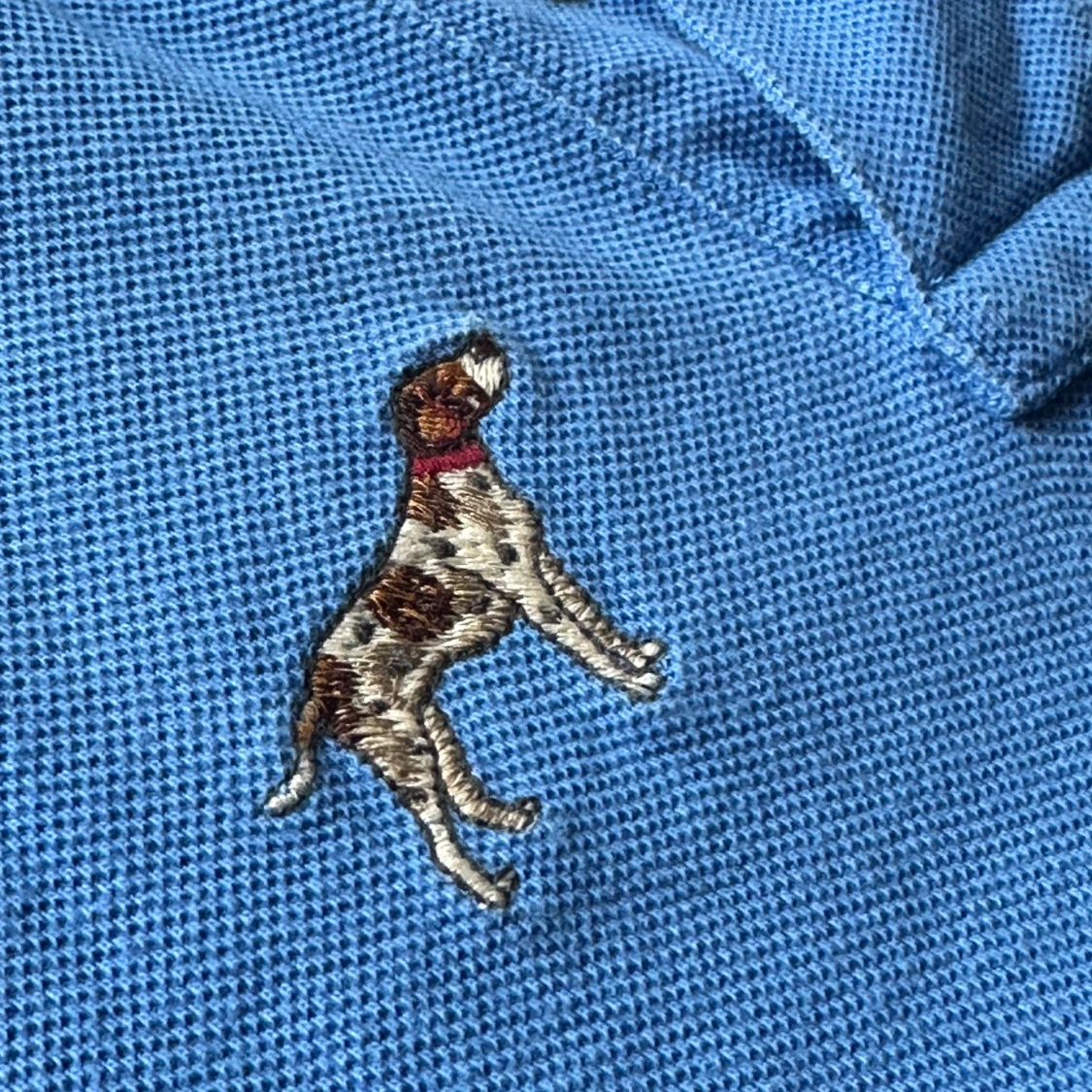 Blå pikétröja med hundmotiv från Polo Ralph Lauren - 92