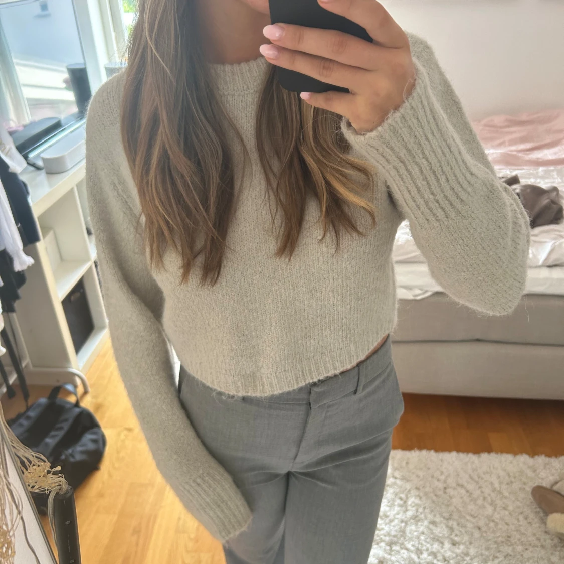 Grå stickad tröja 💕💕