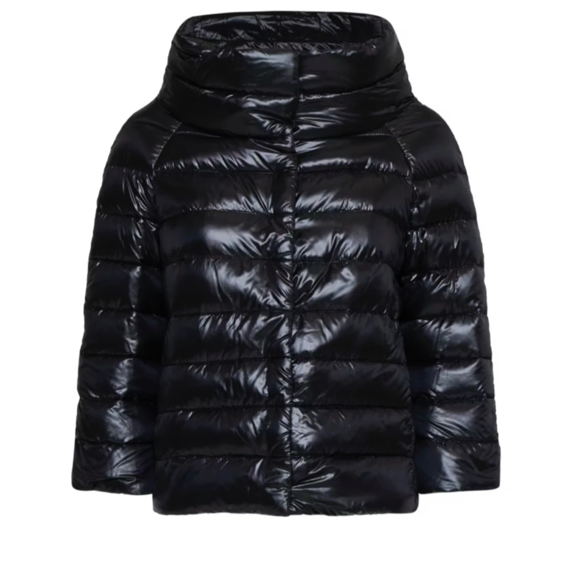 Svart pufferjacka med hög krage - 91