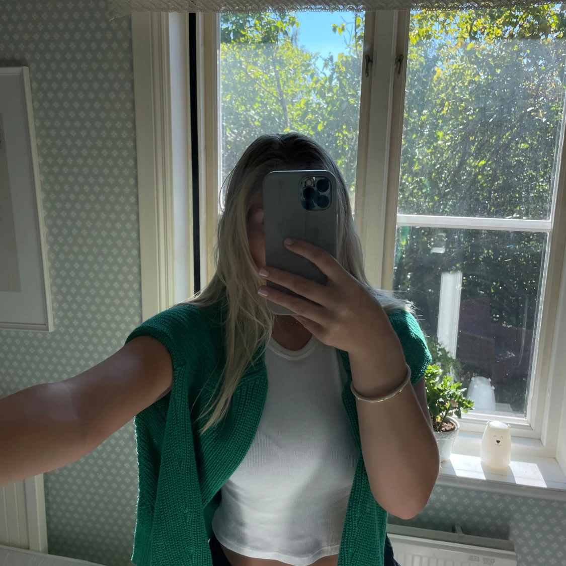 Grön stickad tröja  - 90