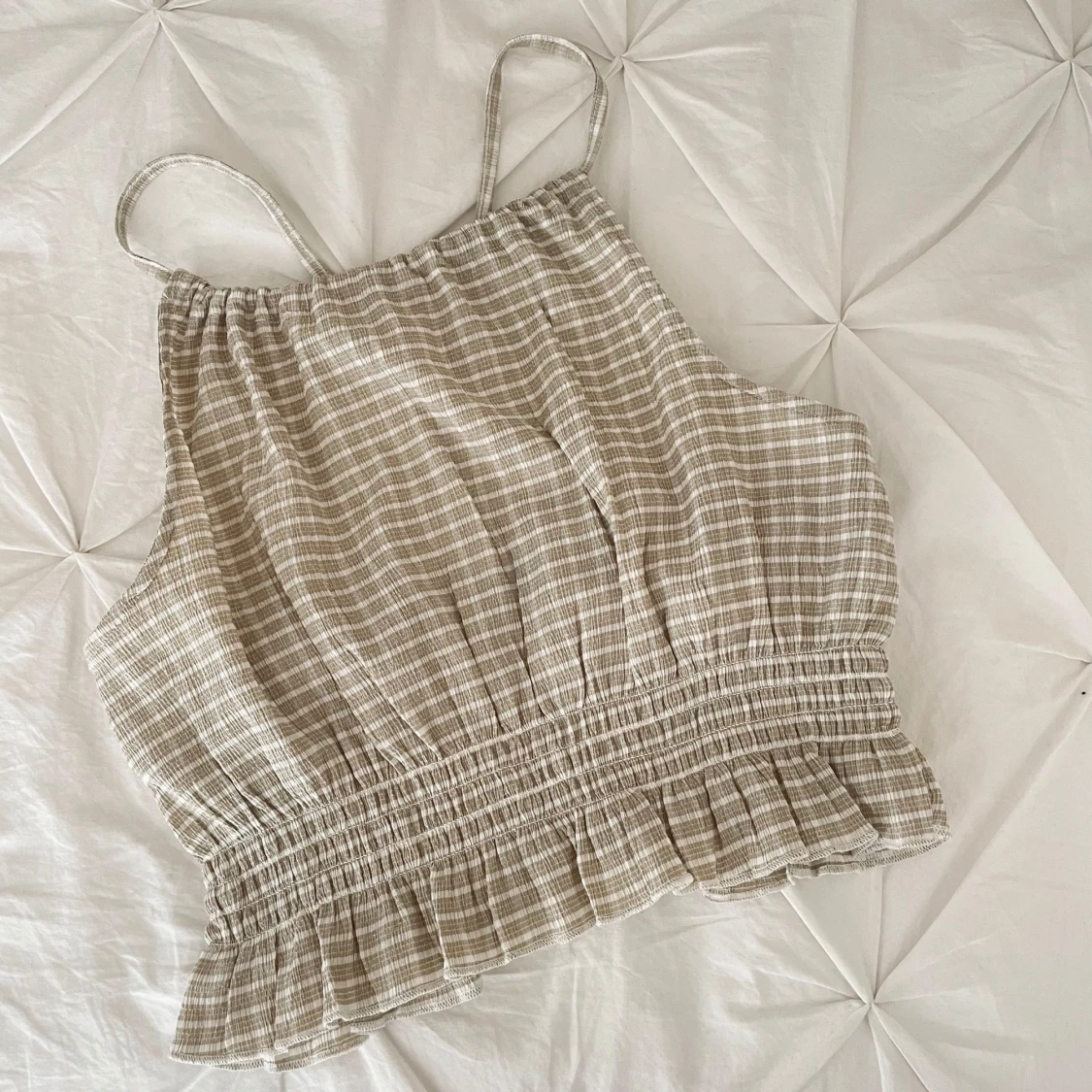 Beige randig linnetopp