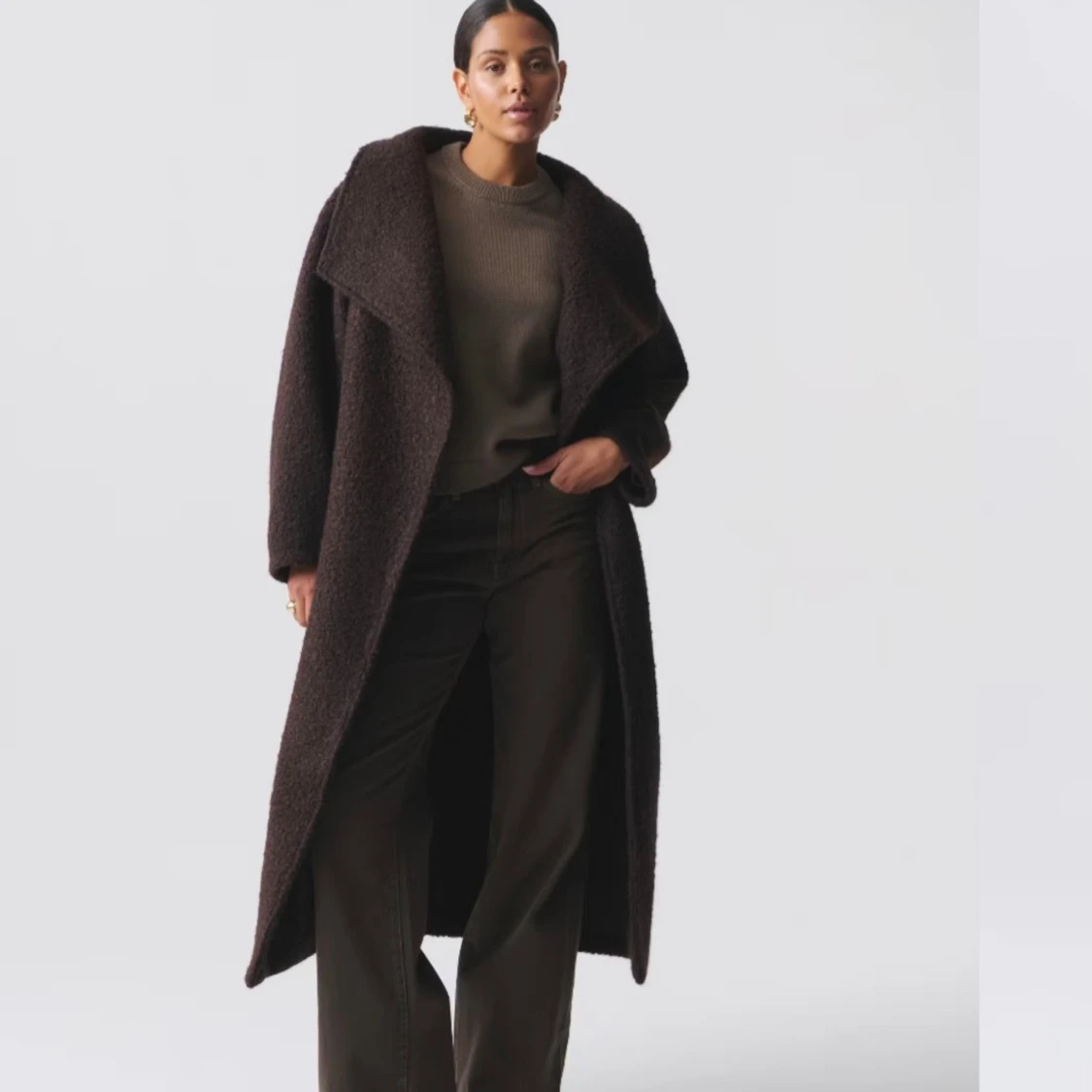 Mörkbrun kappa med bälte - 90