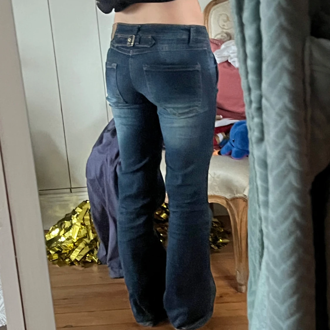 Mörkblå bootcut jeans - 1