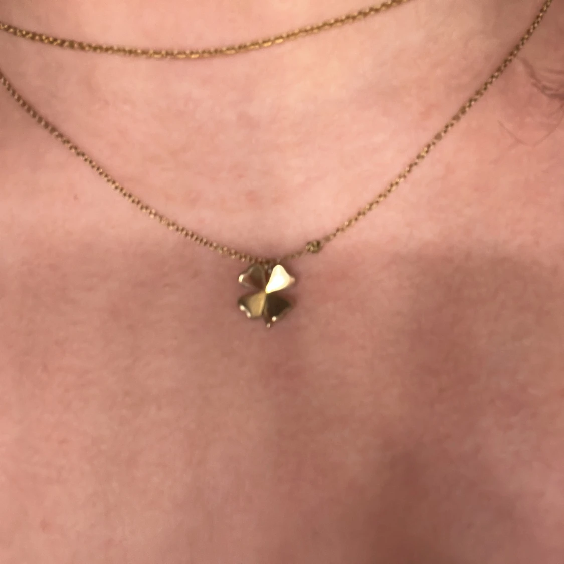 Guldhalsband med fyrklöverberlock - 1