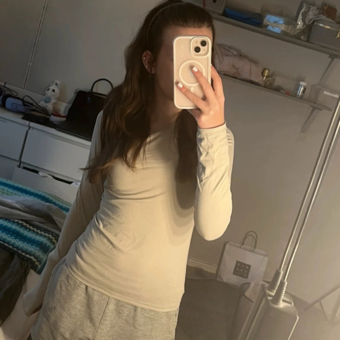 Beige långärmad topp