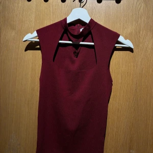 Vinröd ärmlös topp - Snygg vinröd topp med ärmlös design och hög hals. Perfekt för en elegant kvällslook. Klänningen har en stilren och modern passform.