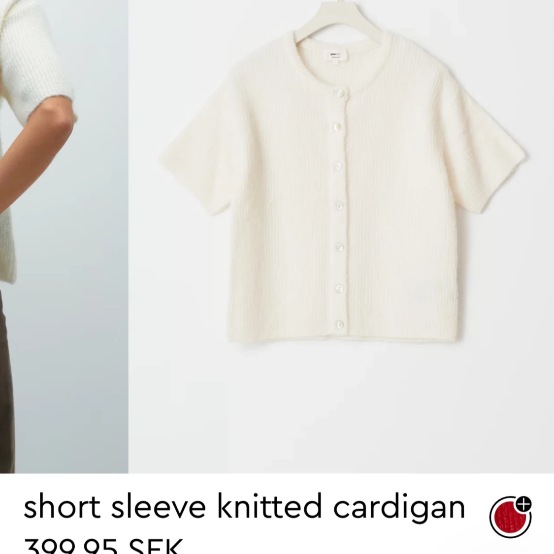 Vit stickad kofta med korta ärmar