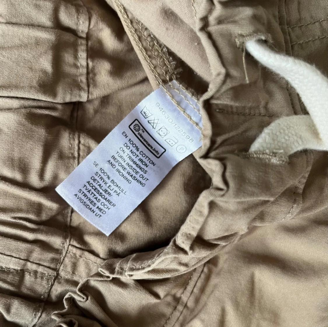 Beige cargobyxor med snörning - 2