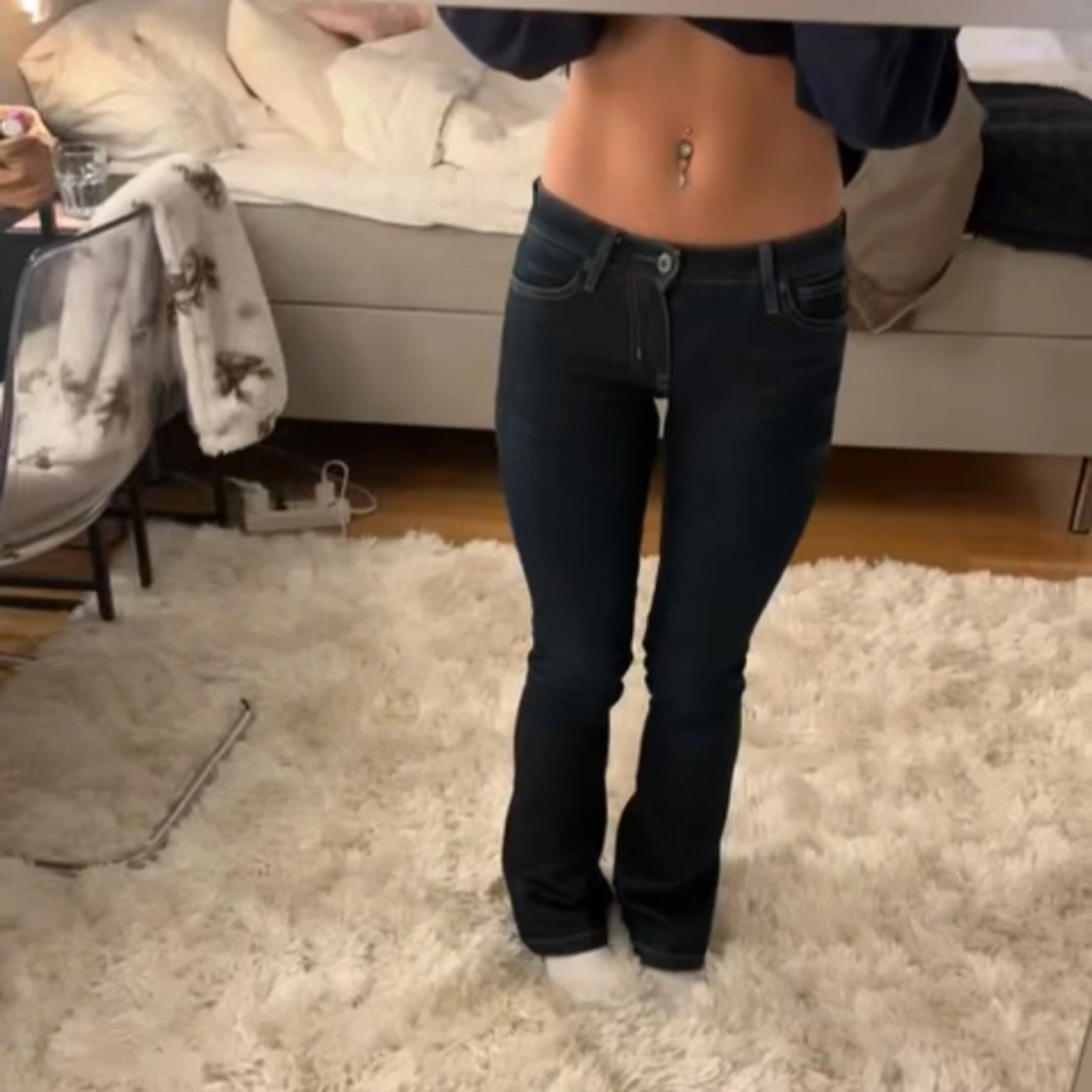 Lågmidjade crocker jeans