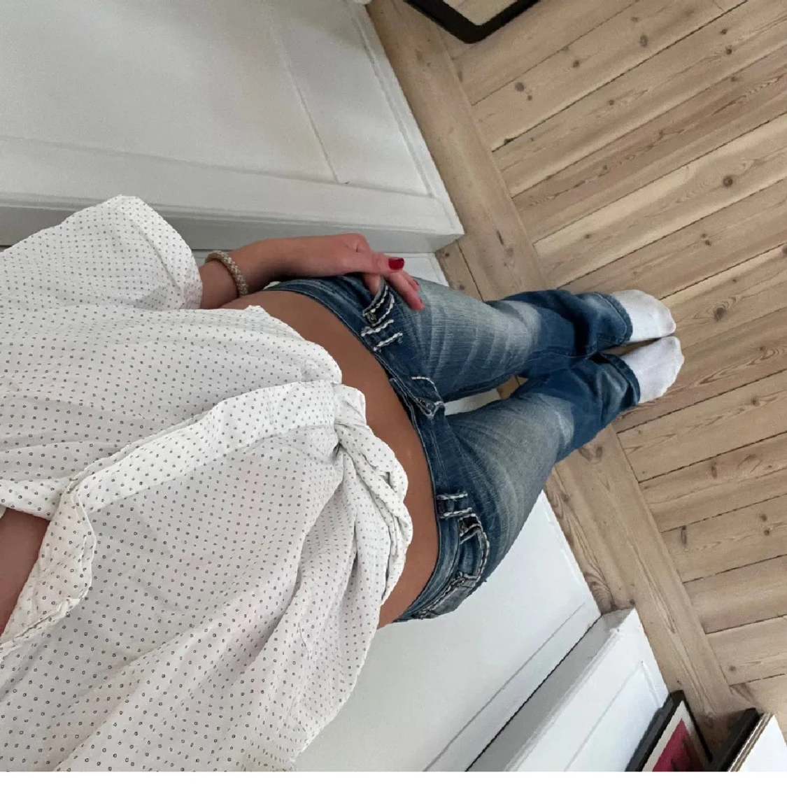 Blå bootcut jeans - 90