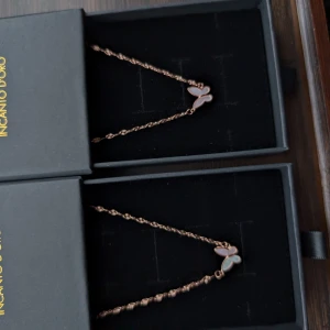 Fjäril armband set (CS047) - Silver S925, roseguld plätering.