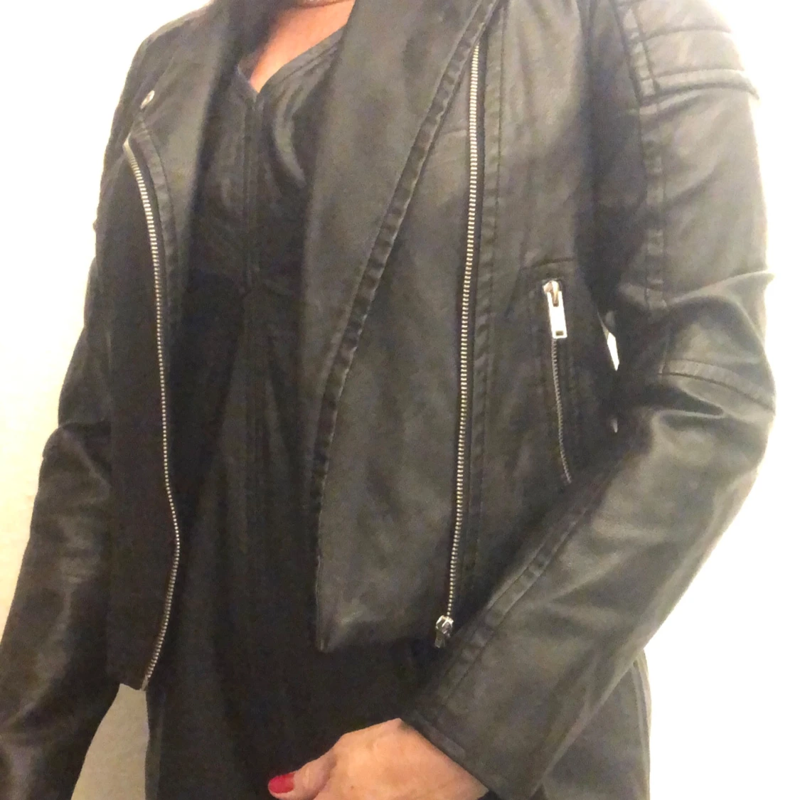 Svart biker jacka - 90