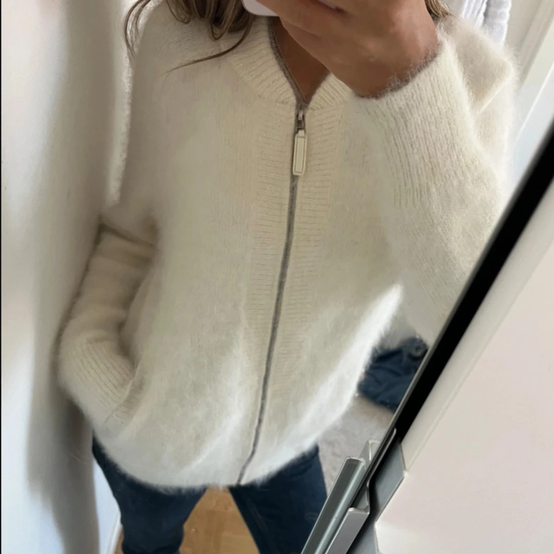 Stickad zip kofta  - 92