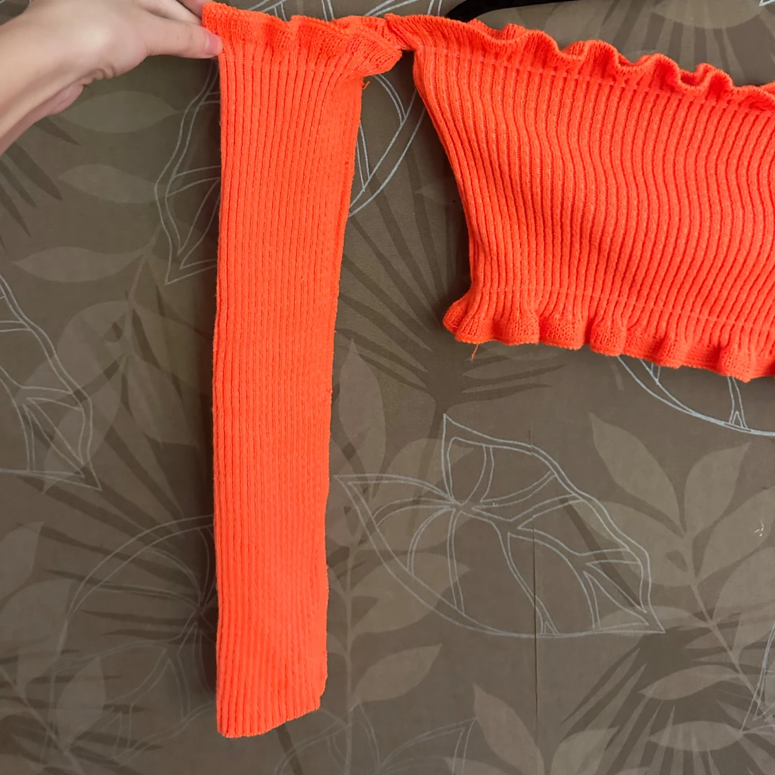 Orange ribbad offshoulder topp från Madlady - 91