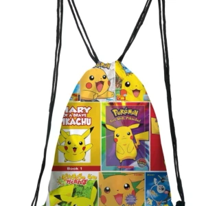 Pokémon Tyg gympapåse - Säljer en supercool Pokémon gympapåse med Pikachu-motiv. Den har ett färgglatt mönster med olika bilder av Pikachu och Pokémon-loggan. Perfekt för skolan eller träningen! Påsen är lätt och har svarta snören för enkel bärning. Måtten är 44 cm x 36 cm.  99kr/st 