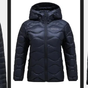Mörkblå dunjacka från Peak Performance - Säljer en snygg svart dunjacka från Peak Performance. Den är perfekt för kalla dagar med sin quiltade design och praktiska huva. Jackan har en dragkedja framtill och är i mycket bra skick. Perfekt för både höst och vinter!