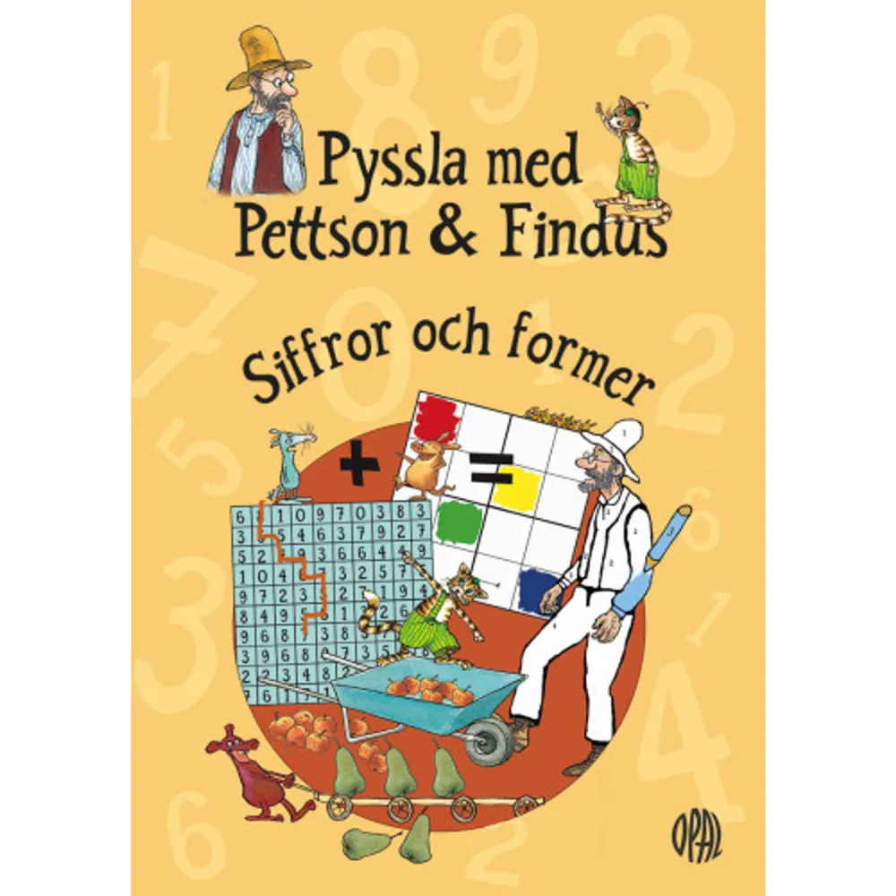 En kul och lagom klurig pysselbok för alla som älskar Pettson och Findus! Med siffror och former i fokus och Findus vid rodret är detta en perfekt bok innan man börjat skolan. Hjälp till att räkna vem som kan lasta flest äpplen i skottkärran, klura ut vilka saker i snickarboden som är längst respektive kortast, lura runt i labyrinter och räkna mucklor tillsammans med dina favoritkaraktärer. Format Häftad Omfång 32 sidor Språk Svenska Förlag Opal Utgivningsdatum 2022-07-15 Medverkande Sven Nordqvist Medverkande Anja Eriksson ISBN 9789172265141 . Böcker.