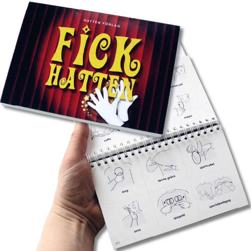 FickHatten är ett fullmatat teckenlexikon i litet format som hjälper dig att använda tecken när du som bäst behöver det! Boken får plats i fickan och innehåller fler än 1000 ord med tydliga teckenillustrationer. FickHatten innehåller våra mest använda vardagsord. Tecknen visas i bokstavsordning och längst bak finns ett register så att du snabbt hittar rätt ord. FickHatten är ringbunden vilket gör den lättbläddrad och ringbindningen ligger skyddad för ökad hållbarhet. Format Spiral Omfång 152 sidor Språk Svenska Förlag Hatten Förlag Utgivningsdatum 2009-11-18 Medverkande Henry Svahn ISBN 9789197622172 . Böcker.