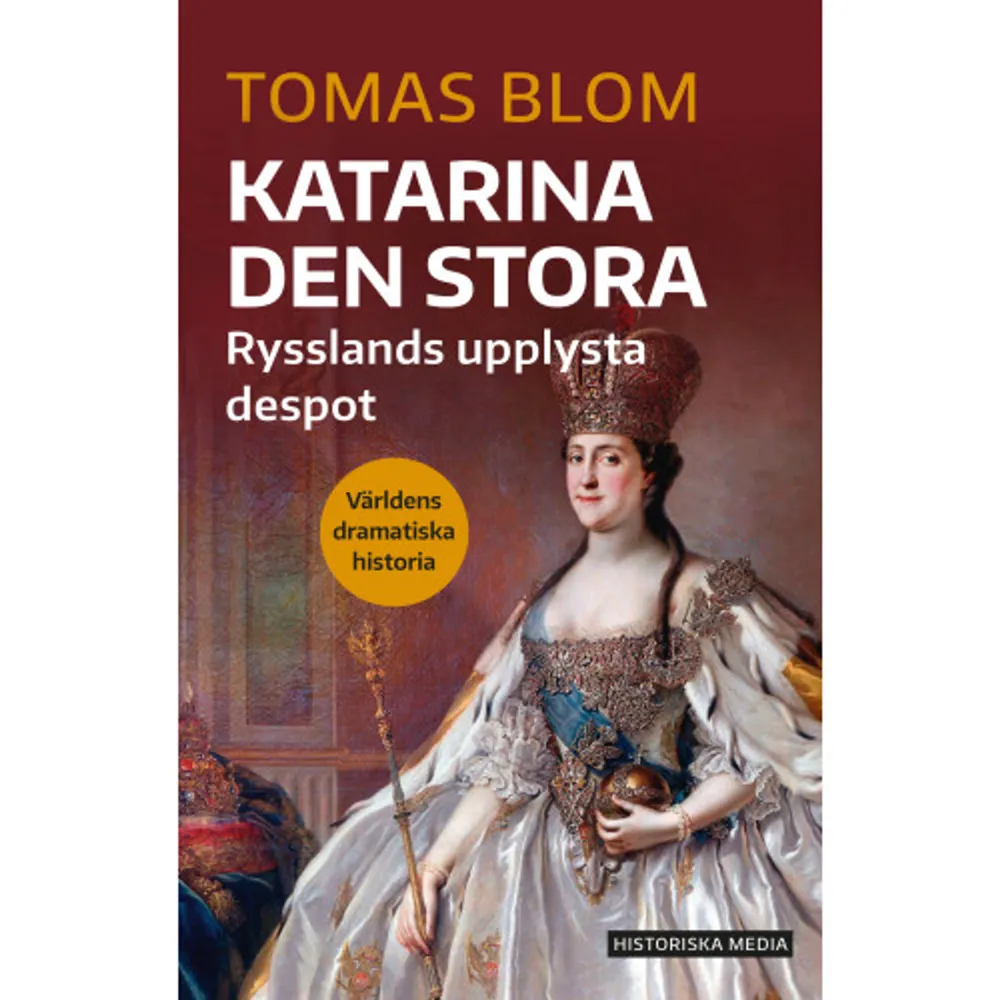 Katarina II fick redan under sin livstid epitetet ”den stora”. Hon grep makten i Ryssland genom att avsätta sin egen make med militär hjälp. Ett av hennes mål var att modernisera landet enligt västerländska förhållanden. Under hennes styre på 1700-talet växte det väldiga ryska rikets gränser ner till Svarta havet, hon grundade Odessa och såg till att införliva stora delar av det styckade Polen. Hon härskade i 34 år och genomförde en rad viktiga reformer, men lyckades aldrig att avskaffa livegenskapen.Tomas Blom berättar om en kejsarinna som hade stor betydelse för Rysslands expansion, som ur inget skapade en ekonomisk och intellektuell medelklass, som var varm anhängare till upplysningens filosofer och som höll sig med en lång rad älskare.Boken ingår i serien Världens dramatiska historia.    Format Danskt band   Omfång 166 sidor   Språk Svenska   Förlag Historiska Media   Utgivningsdatum 2023-10-09   ISBN 9789180503228  . Böcker.