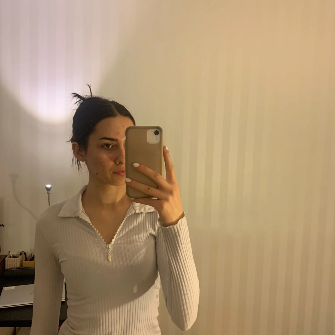 Vit ribbad tröja från Sancred - 90