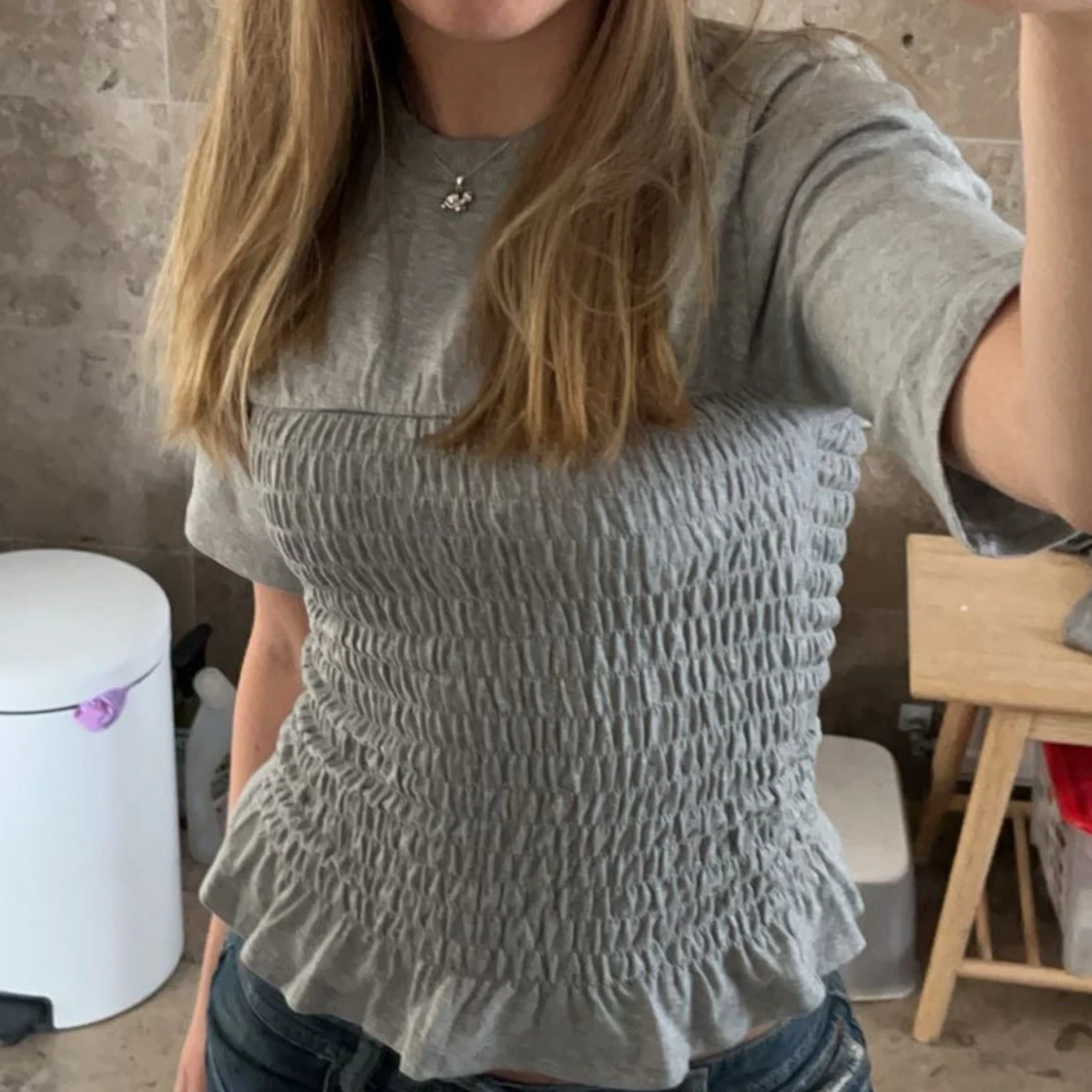 Grå ribbad topp från hm - 90