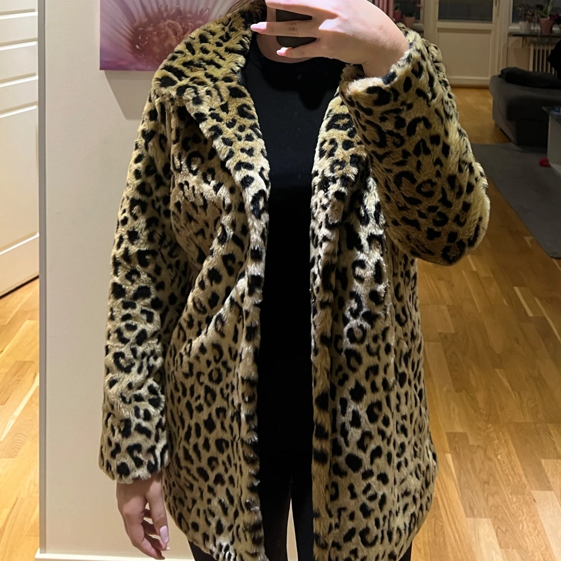 Leopardmönstrad pälsjacka - 90