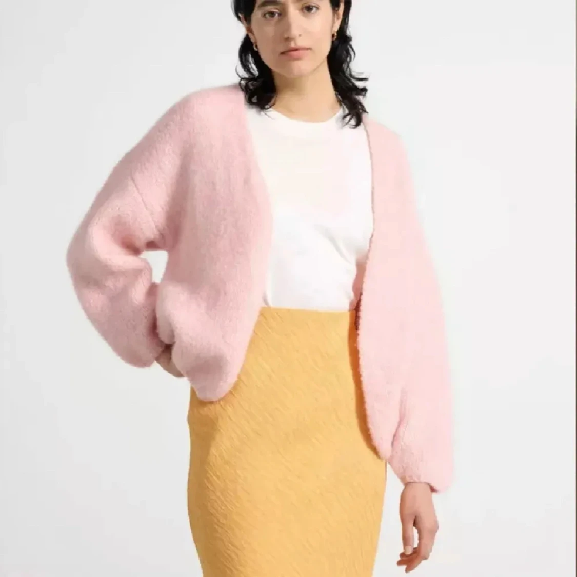 Rosa stickad kofta - 90